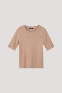 AK 9767 RIBBED HEMLINE KNIT TOP BEIGE