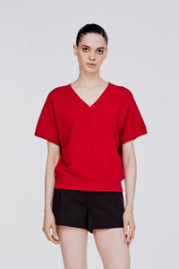 AK 9854 V-NECK BLOUSE RED