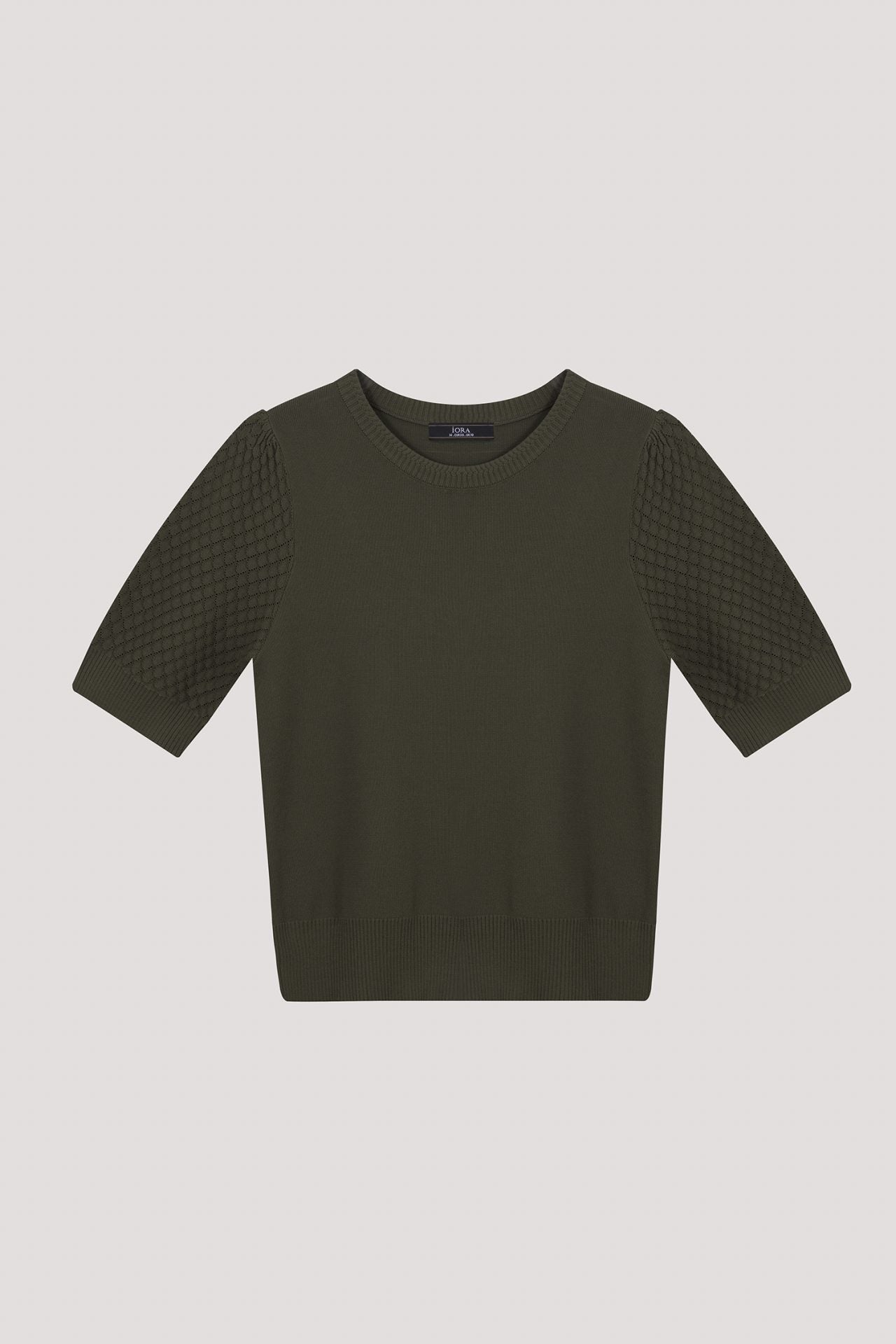AK 9857 TEXTURED KNITTED BLOUSE K GREEN