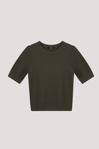 AK 9857 TEXTURED KNITTED BLOUSE K GREEN