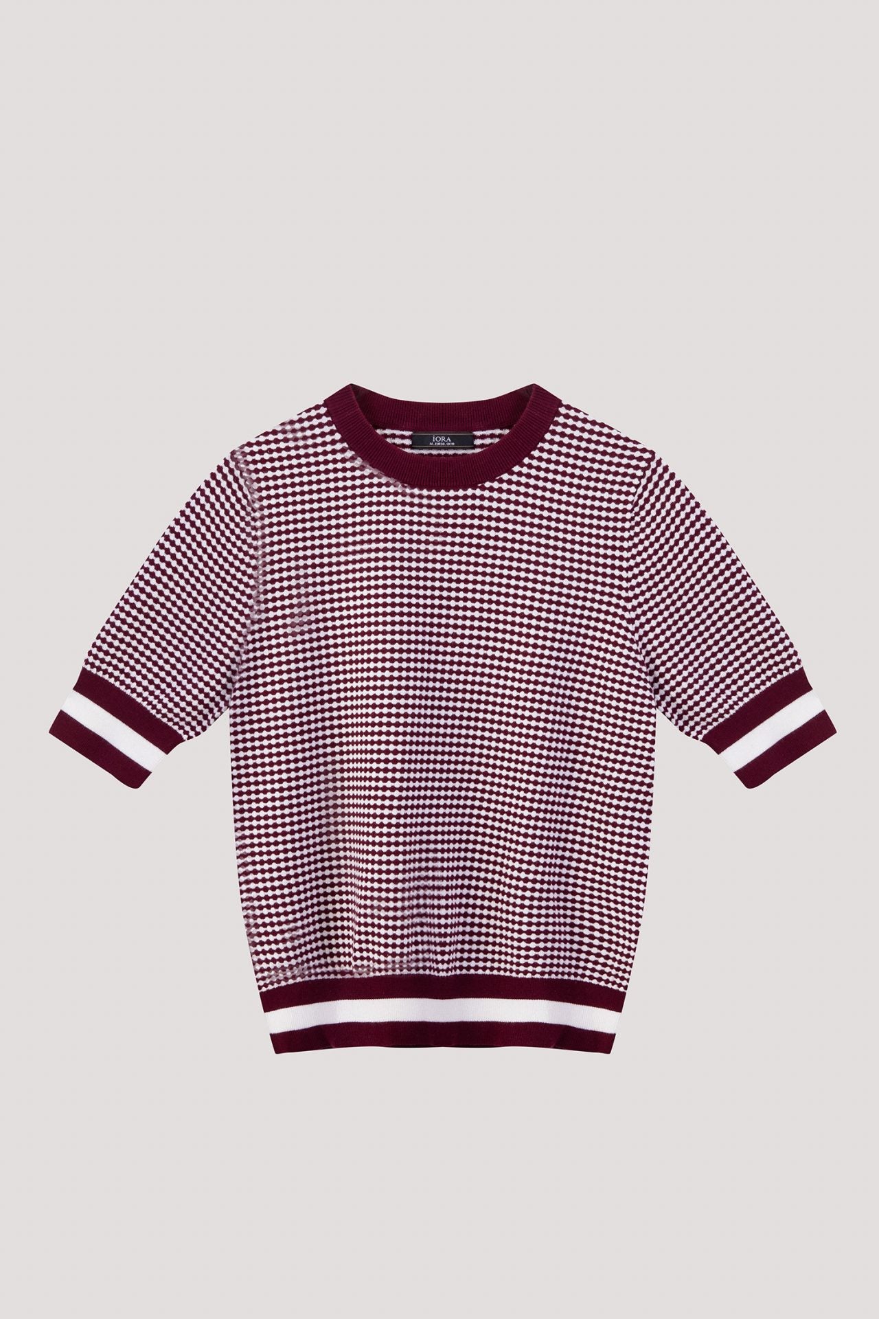 AK 9973 STRIPE HEM KNIT TOP MAROON