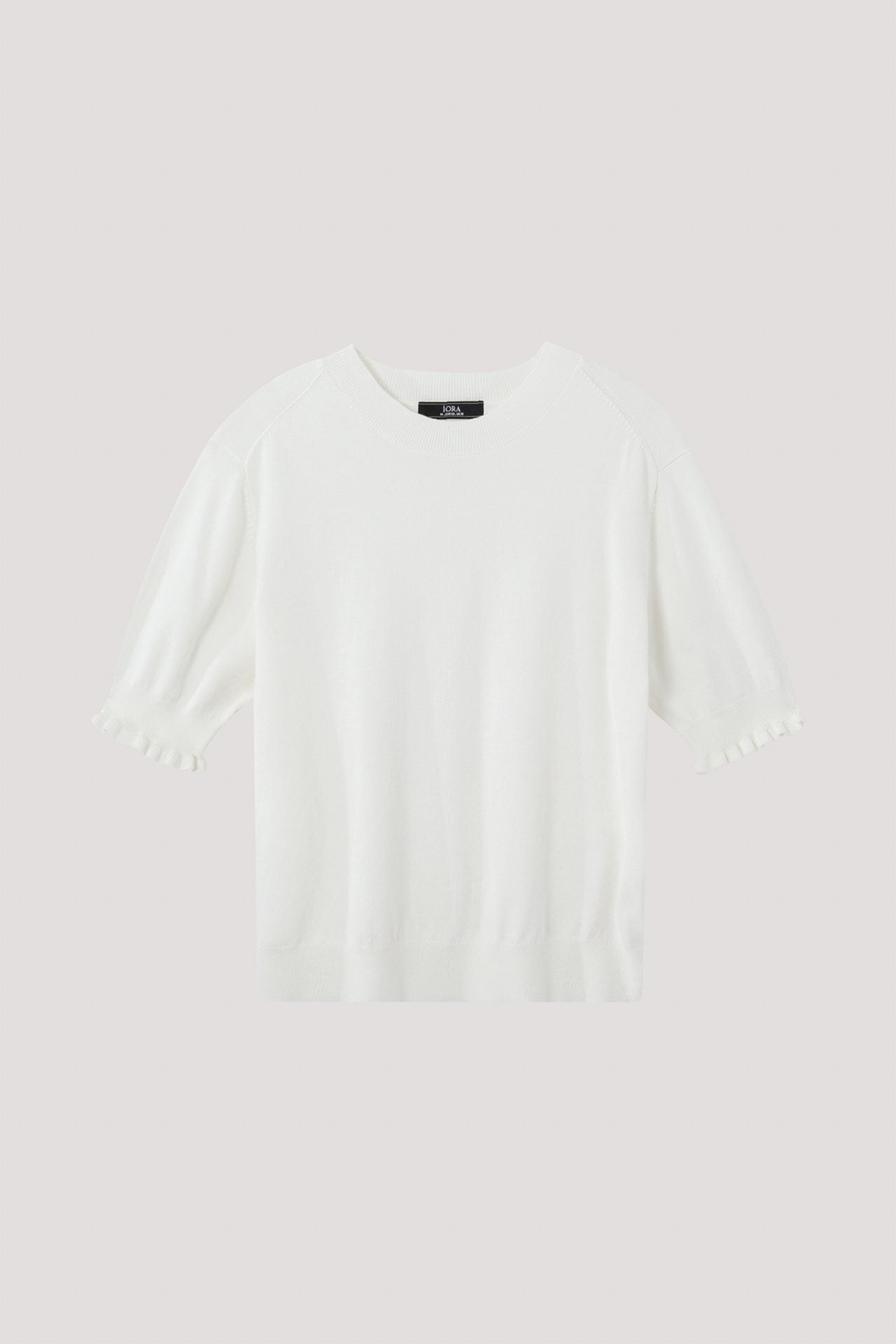 AK 9993 RUFFLED SLEEVES HEM KNIT TOP CREAM
