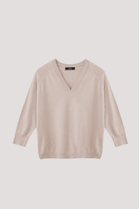 AKB 10024 V NECK SWEATER LIGHT BEIGE