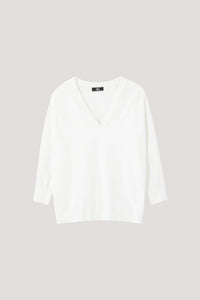 AKB 10024 WIDE NECKLINE KNIT TOP CREAM