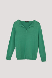 AKL 10661 FLAP COLLAR LONG SLEEVES TOP GREEN