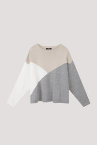 AKL 11436 TRI-COLOR TOP BEIGE