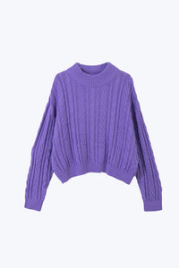 AKL 11537 CABLE KNIT SWEATER PURPLE