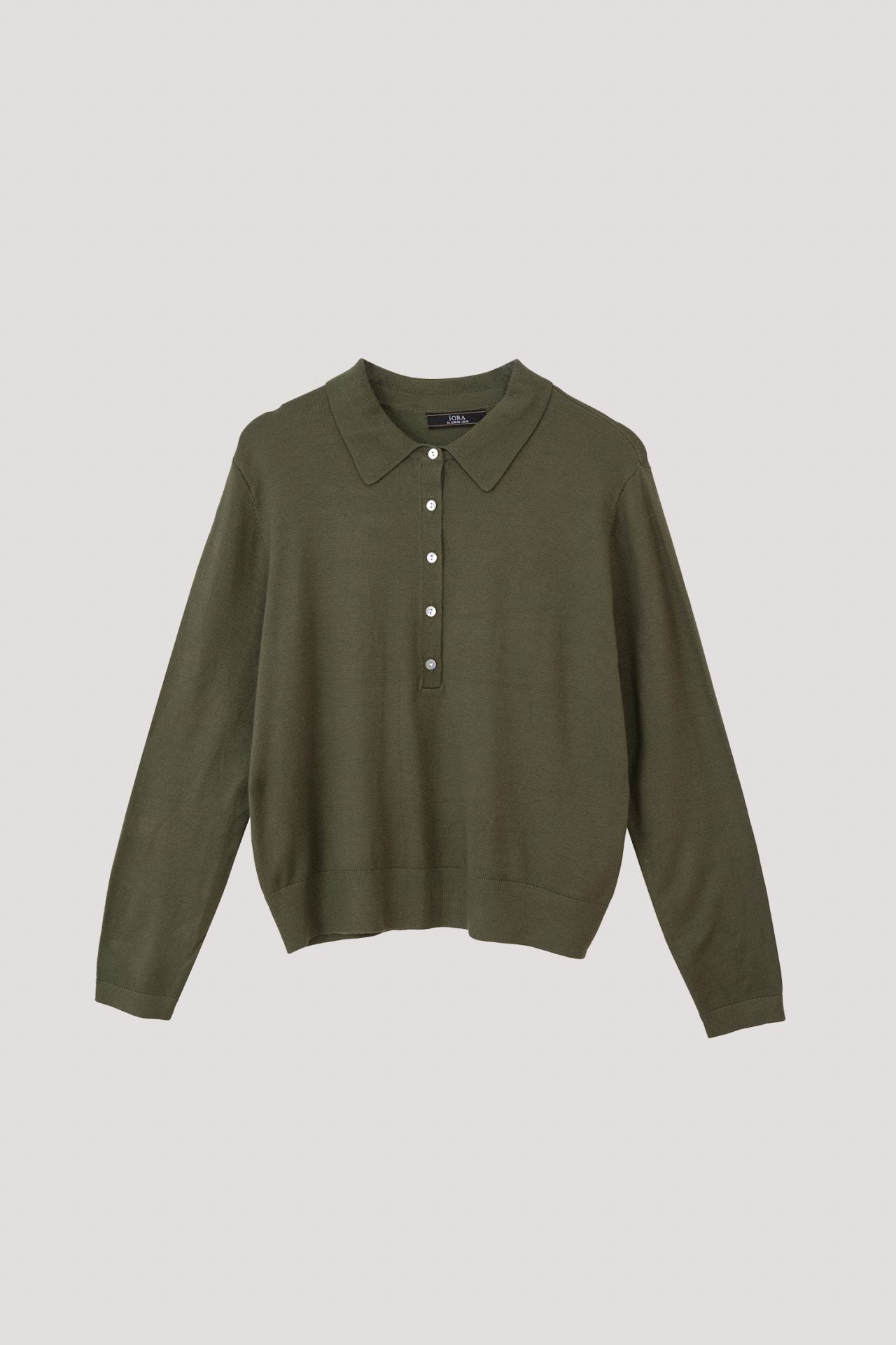 AKL 9936 COLLARED BUTTONED LONG SLEEVES TOP KHAKI GREEN