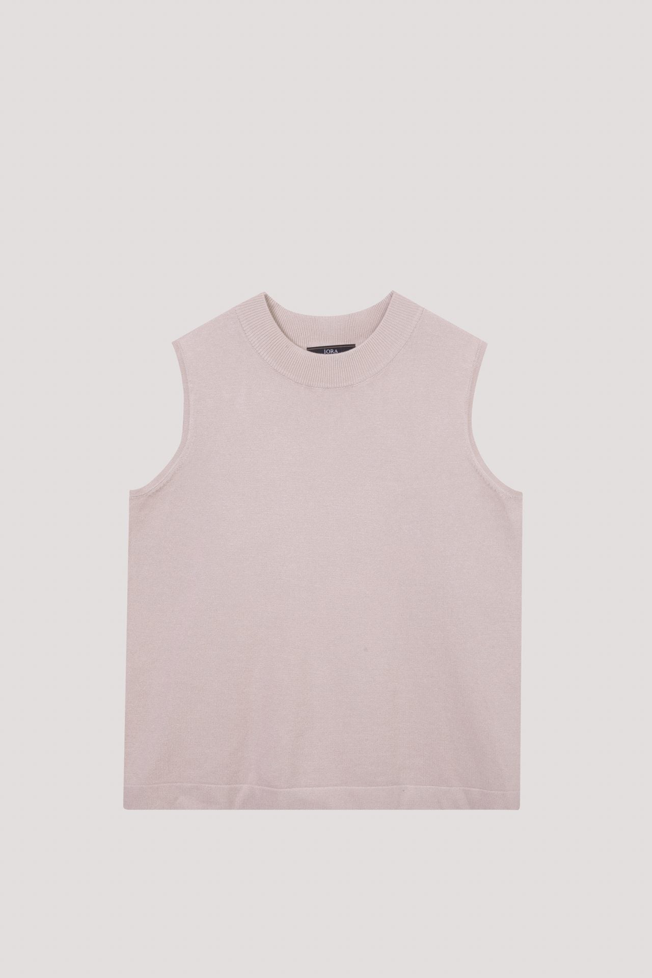 AKV 10057 RIBBED NECK KNIT TANK TOP BEIGE