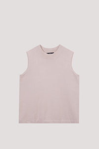 AKV 10057 RIBBED NECK KNIT TANK TOP BEIGE