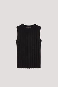 AKV 10348 PATTERN KNIT TANK BLACK