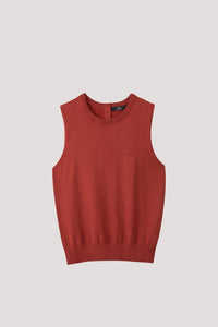 AKV 10689 ROUND NECK SLEEVELESS KNIT TOP RUST