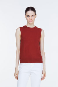 AKV 10689 SLEEVELESS KNIT TOP RUSTY RED