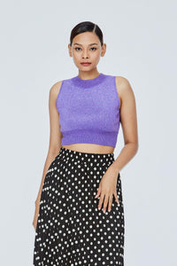 AKV 11506 CROPPED TANK TOP LUREX PURPLE
