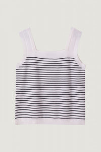 AKV 7380 CREAM SLEEVELESS STRIPED TOP