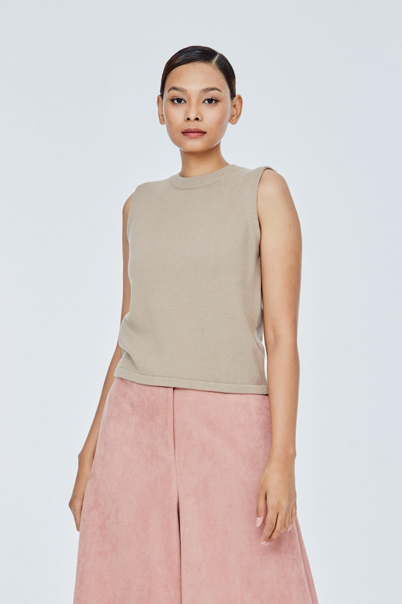 AKV 8954 KNIT TANK TOP KHAKI