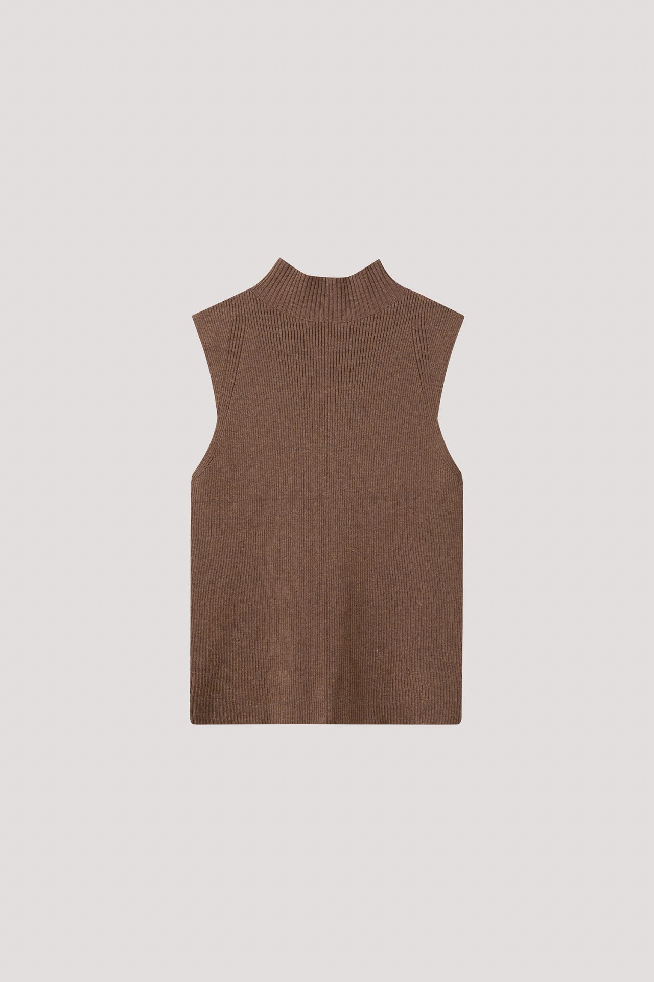 AKV 9703 HIGH NECK KNIT TOP BROWN