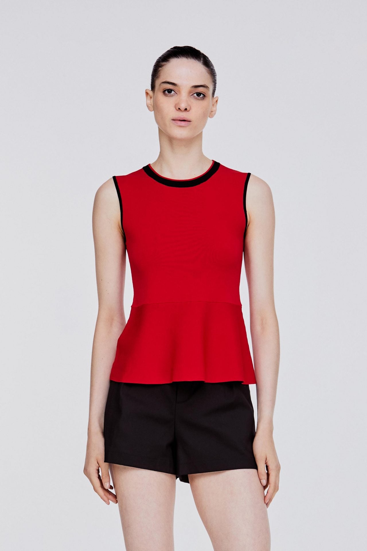 AKV 9797 FLARE HEM TOP RED