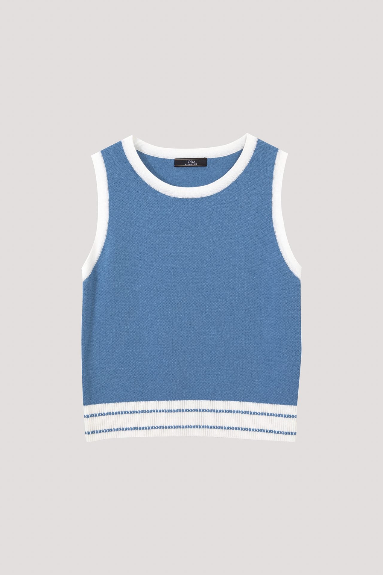 AKV 9935 CONTRAST HEM TOP DENIM BLUE