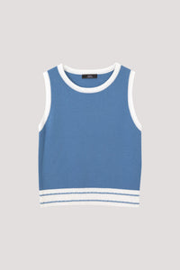 AKV 9935 CONTRAST HEM TOP DENIM BLUE