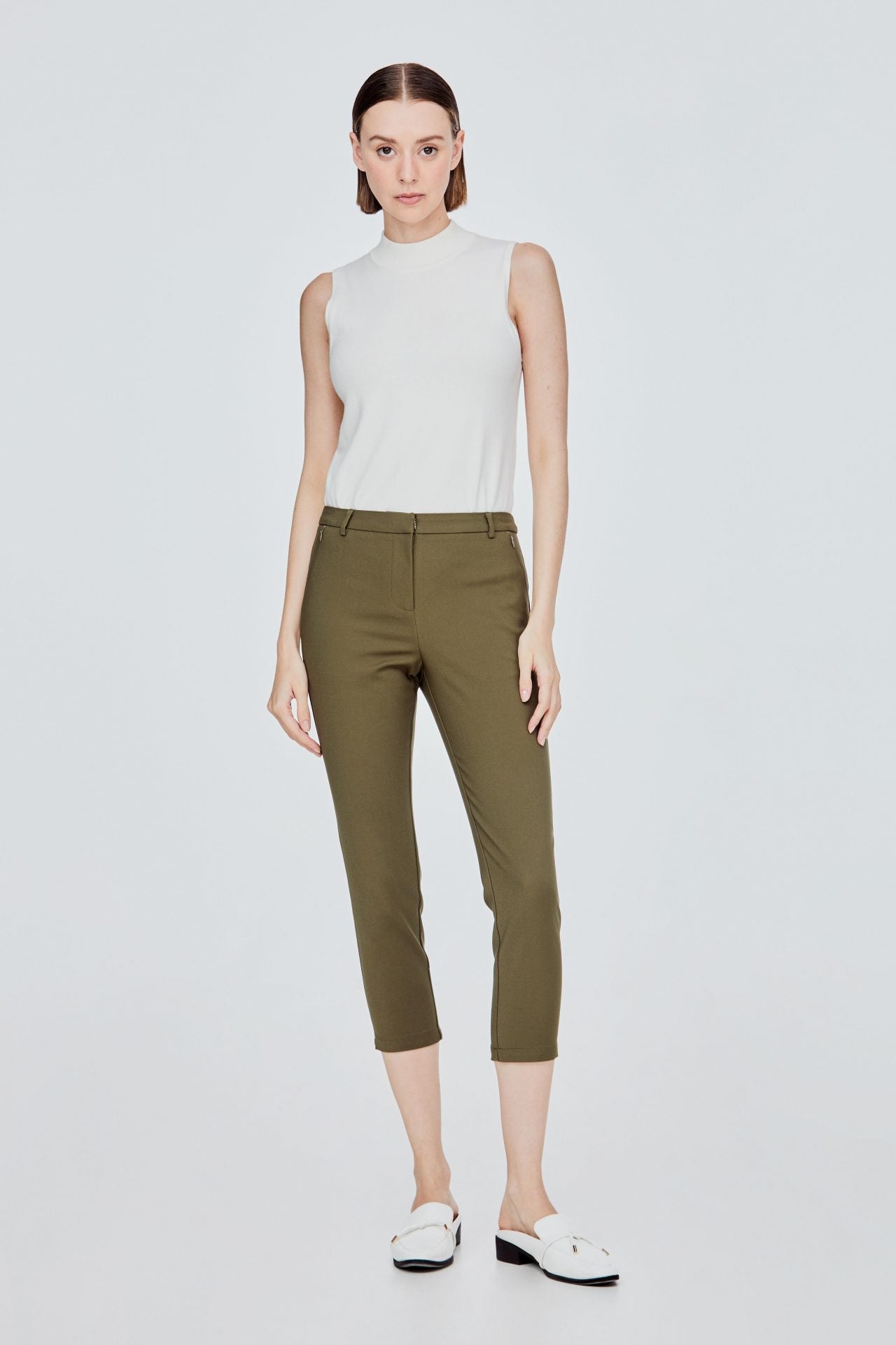 AP 7375 ZIPPERS TAPERED PANTS K GREEN