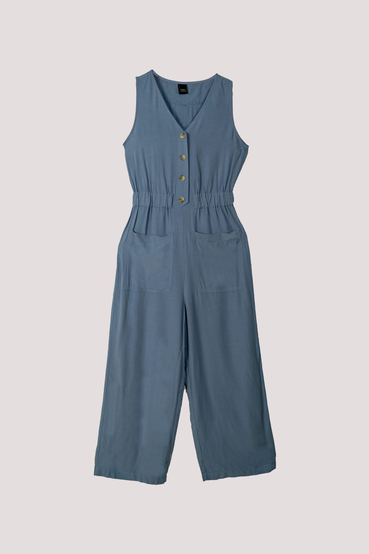 APD 10542 SCRUNCHED WAIST JUMPSUIT DENIM BLUE