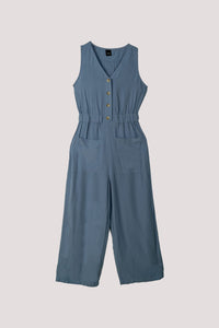 APD 10542 SCRUNCHED WAIST JUMPSUIT DENIM BLUE