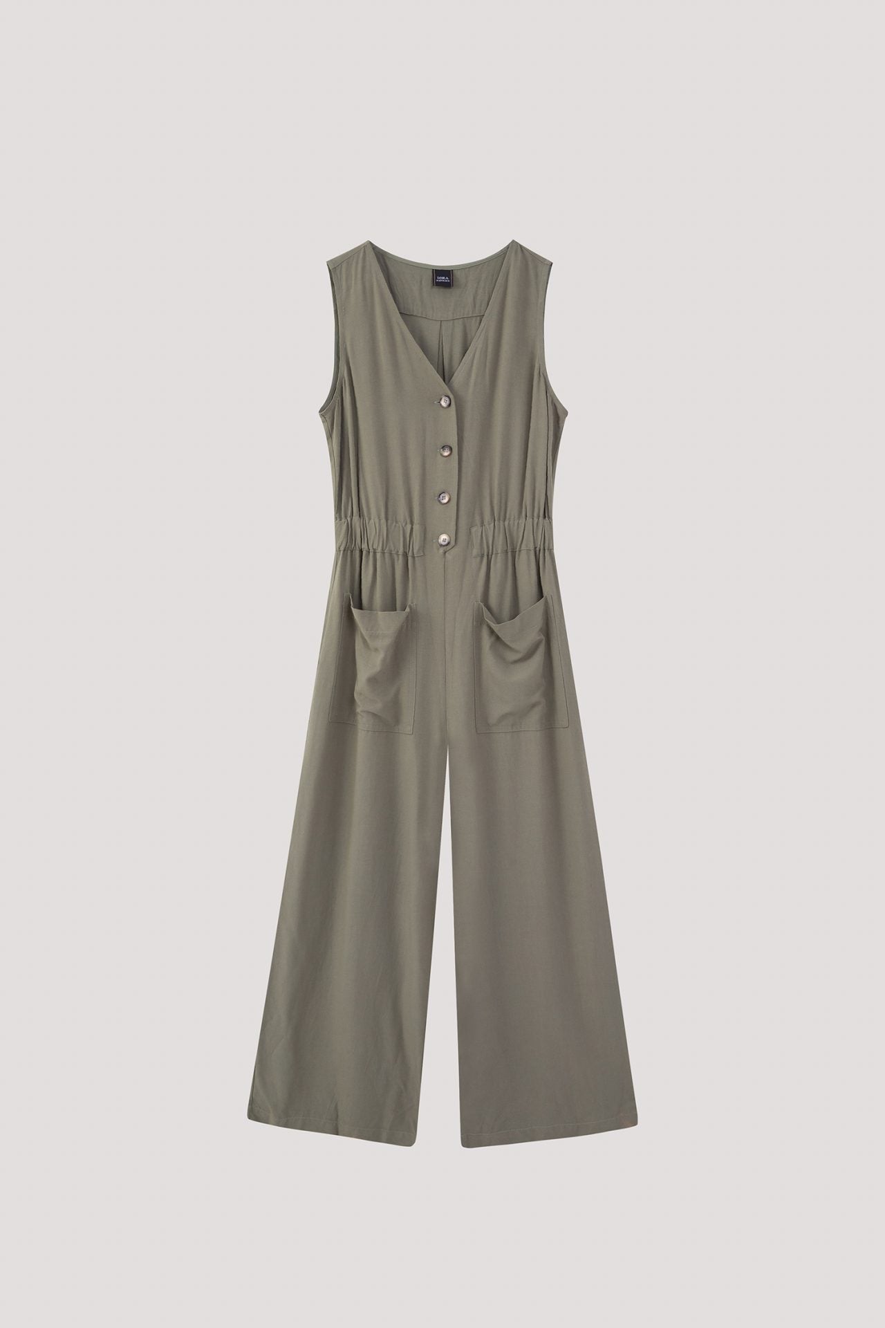 APD 10542 V-NECK JUMPSUIT OLIVE