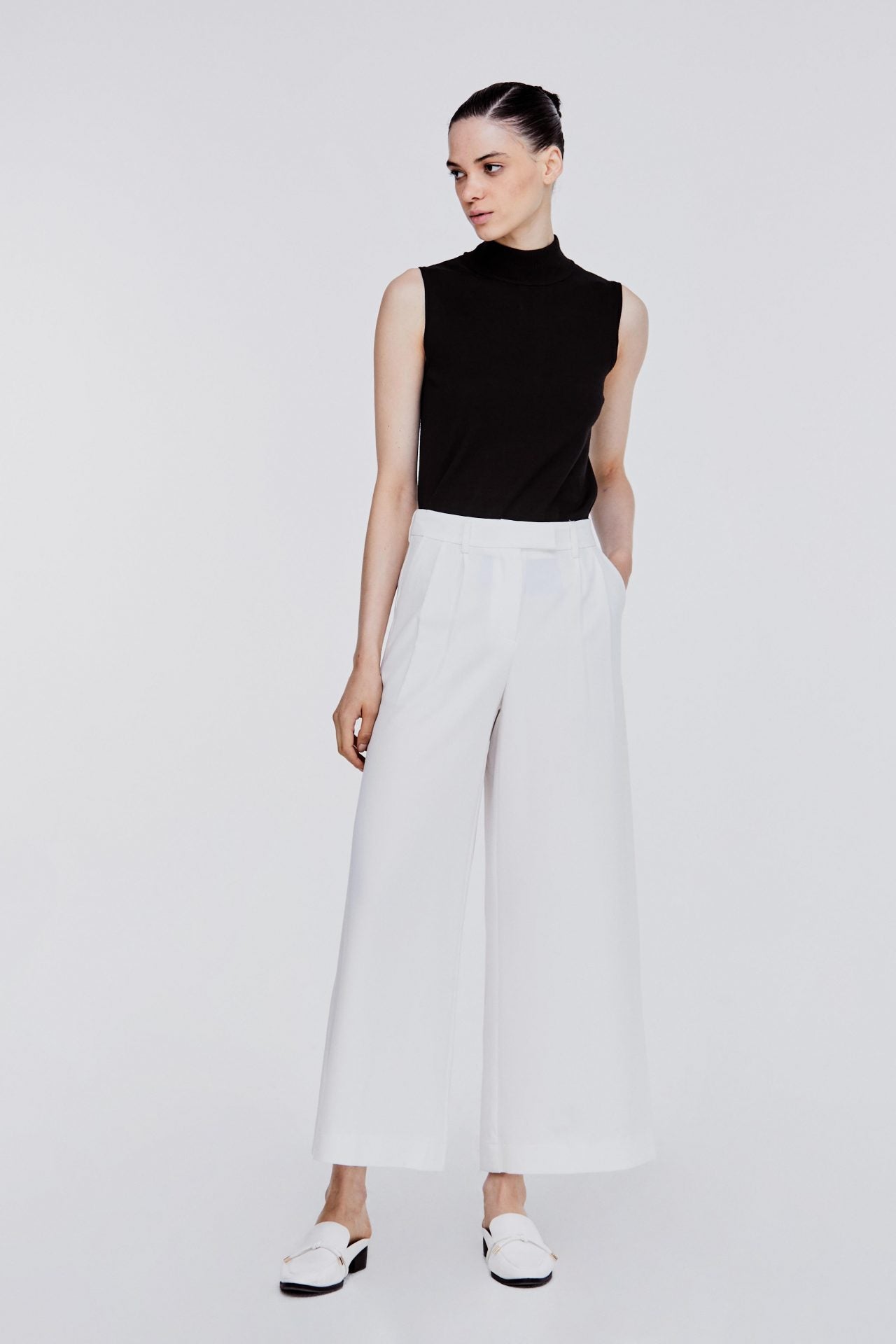 APL 11089 FLARE BOTTOM PANTS CREAM