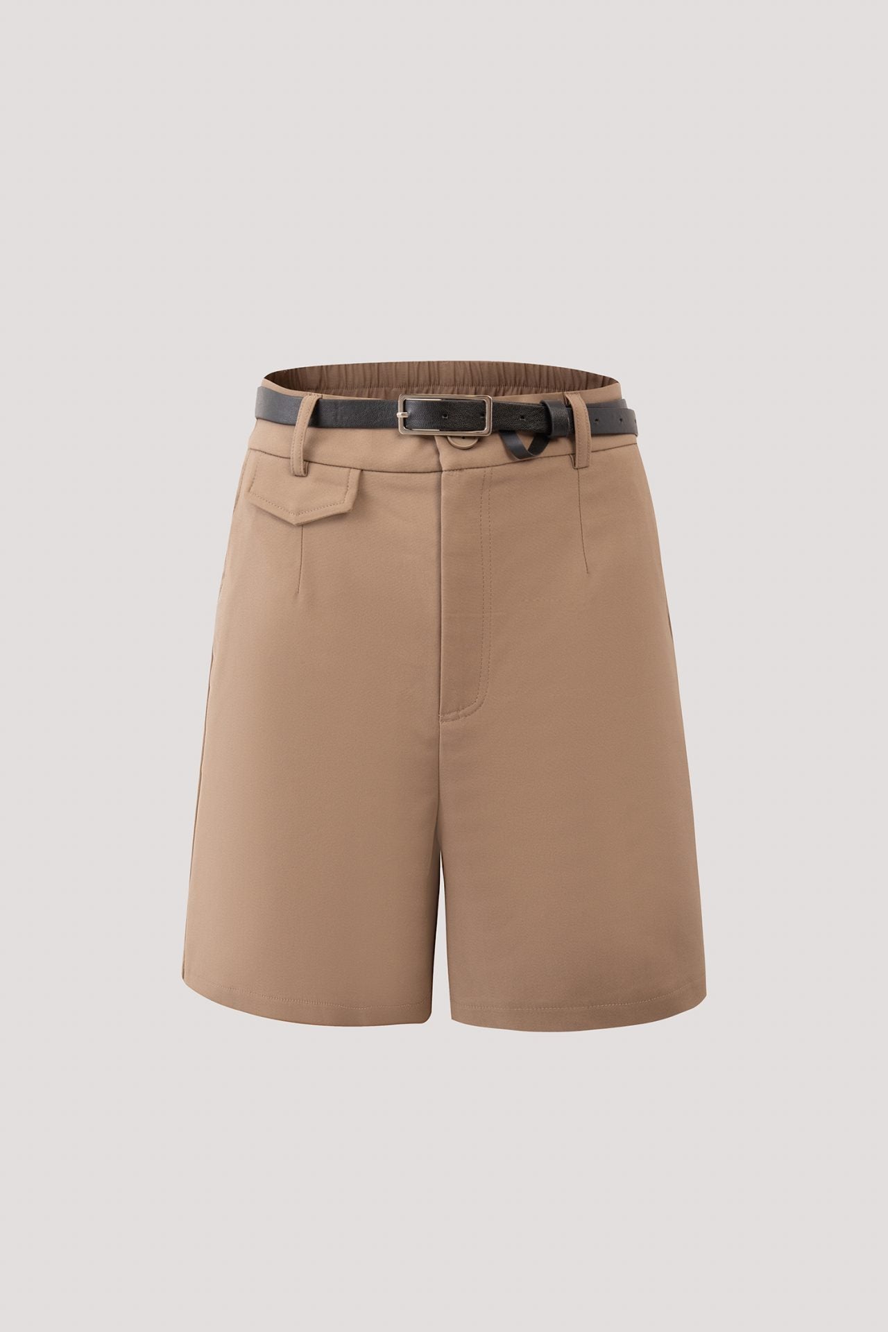 APS 10263 BACK ELASTICATED BELTED SHORTS KHAKI