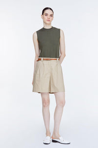 APS 10960 BELTED SHORTS KHAKI