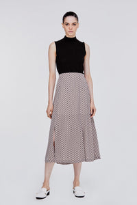 ASK 10615 PRINTED SKIRT BROWN