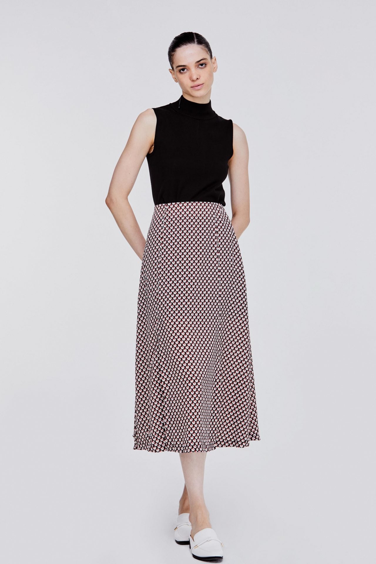 ASK 10615 PRINTED SKIRT RED