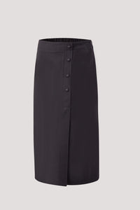 ASK 10664 BUTTON SLIT SKIRT BLACK
