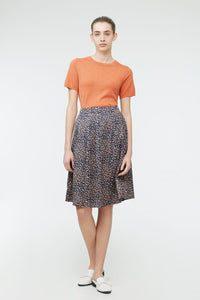 ASK 10874 PRINTED MIDI SKIRT NAVY