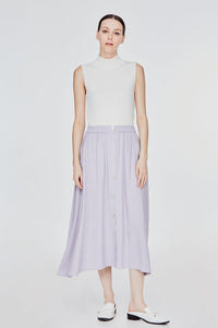 ASK 11054 BUTTON DOWN MIDI SKIRT LILAC