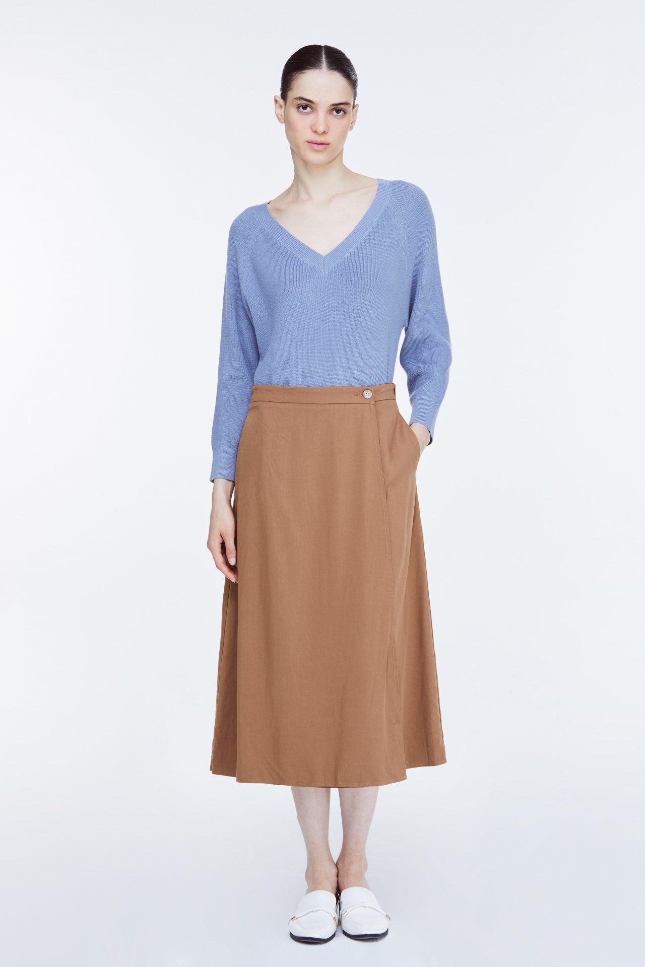 ASK 11230 MIDI SKIRT BROWN