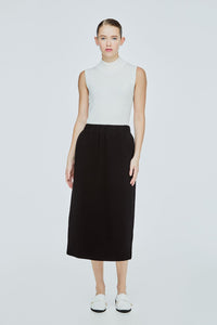 ASK 11561 ELASTICATED MIDI SKIRT BLACK
