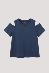 AT 10046 COLD SHOULDER BLOUSE NAVY