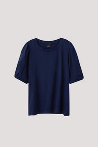 AT 10211 PUFF SLEEVE TOP NAVY