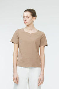AT 10241 SWEETHEART NECKLINE TOP KHAKI