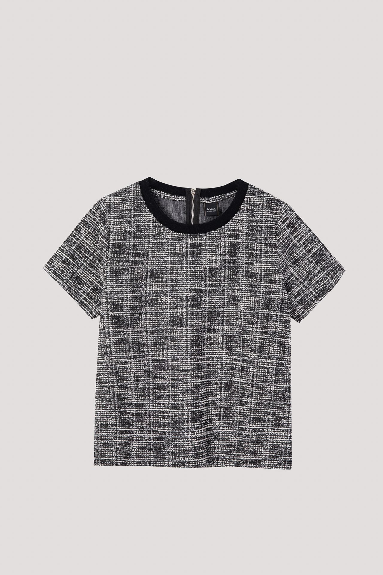 AT 10249 TWEED FABRIC TOP BLACK'