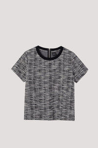 AT 10249 TWEED FABRIC TOP BLACK'