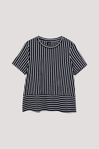 AT 10580 STRIPED BLOUSE BLACK