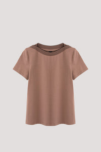 AT 11045 LINING NECKLINE BLOUSE KHAKI