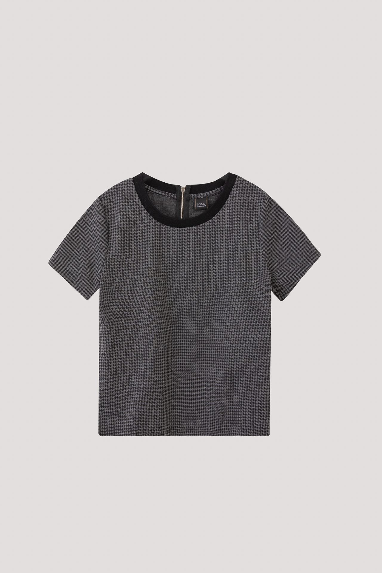 AT 11062 BACK ZIP TWEED TEE HUE GREY