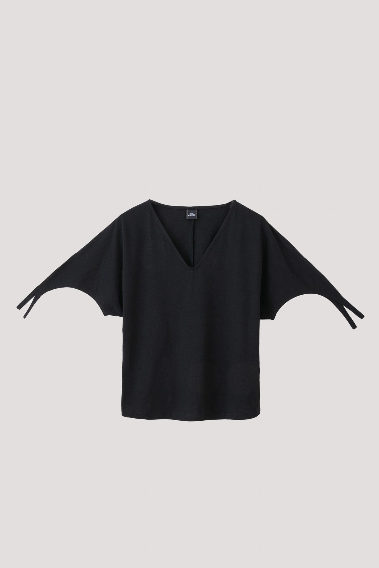 AT 11275 TIE V NECK BLOUSE BLACK