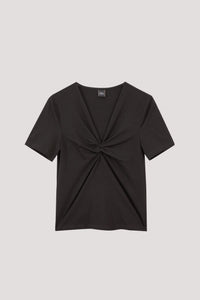 AT 11276 FRONT GATHERED DETAILS TOP BLACK