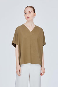 AT 11353 PANELLED MAGYAR BLOUSE K GREEN