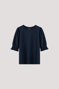 AT 8331 ELASTICATED SLEEVES HEM TOP NAVY